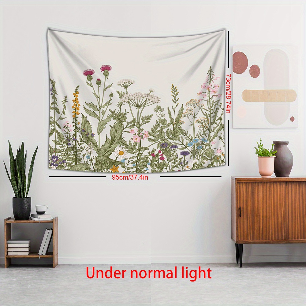 Spring Floral Botanical Tapestry Vibrant Polyester Wall - Temu