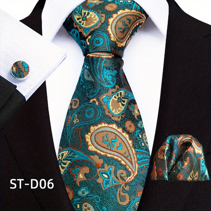 Men's Paisley Tie Set w/ Pocket Towel & Cufflinks