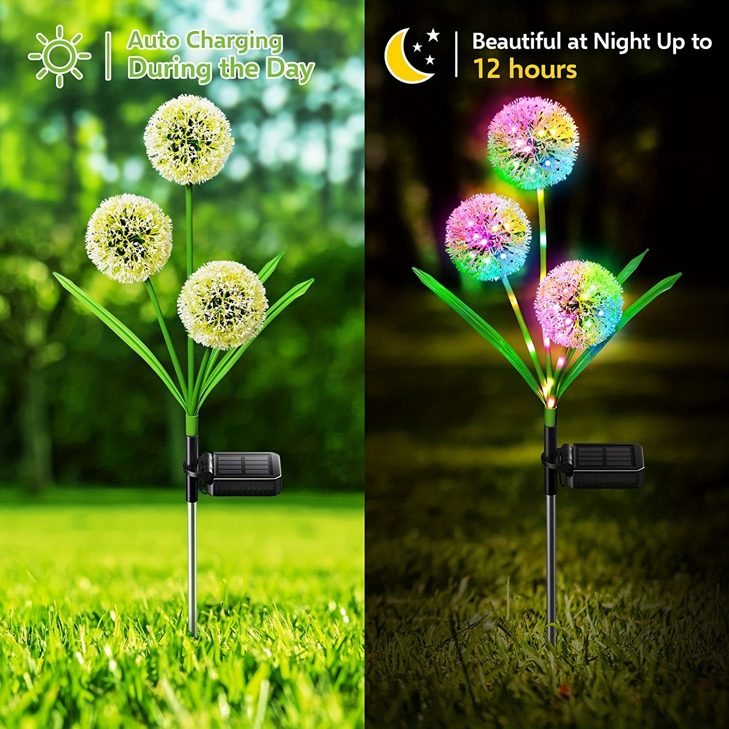 1pc 2pcs 36 led solar outdoor lights ip65 waterproof 3 in 1 garden flowers decorative lights with 2 modes for garden yard patio pathway details 4