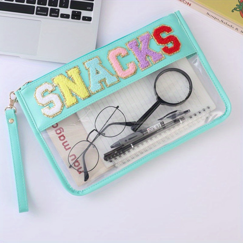 Chenille Letter Clear Makeup Bag Purse Multipurpose Transparent Waterproof Snacks Makeup Bag