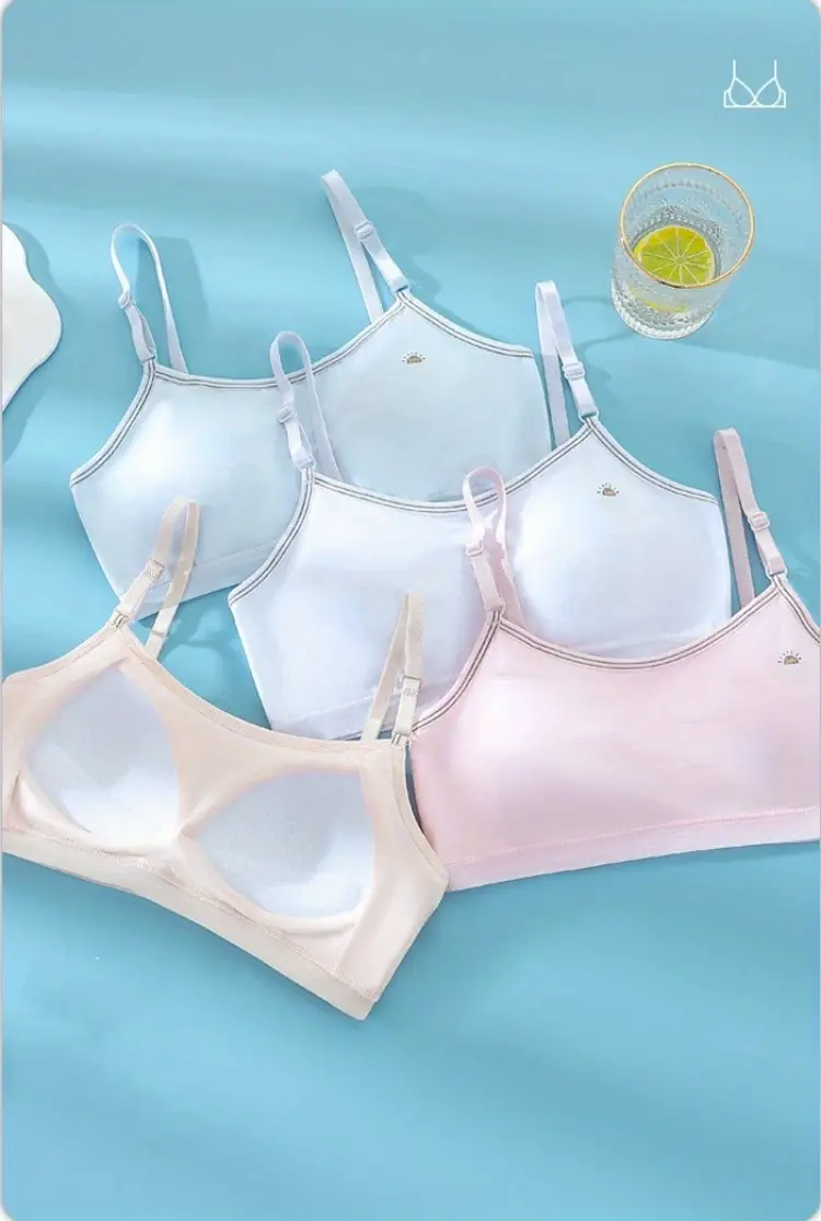 4pcs Girls Elastic Comfortable Soft Bras, Sports Underwears, Women Running  Shockproof Bra With Fixed Cup, Ladies Cotton Small Camisole