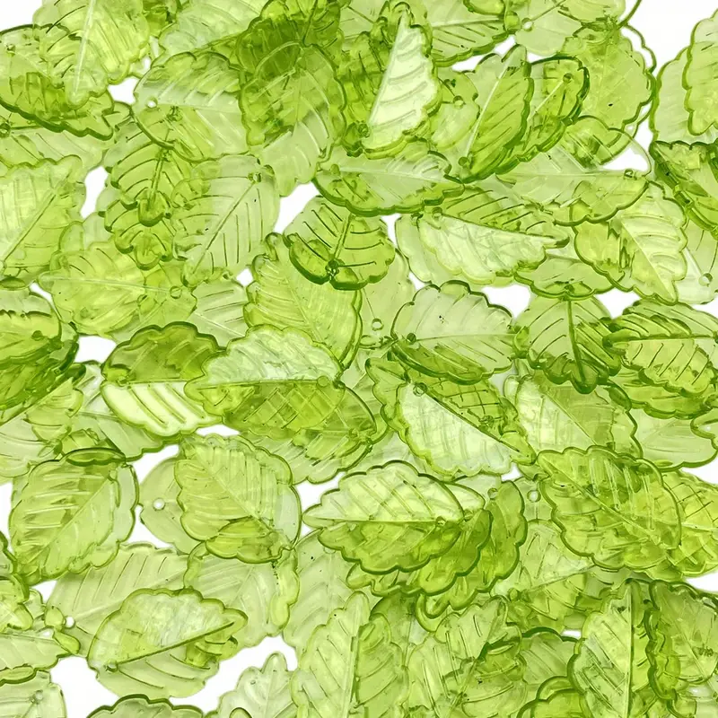 Acrylic Green Leaves Charm Flat Leaf Beads For Diy Handmade - Temu