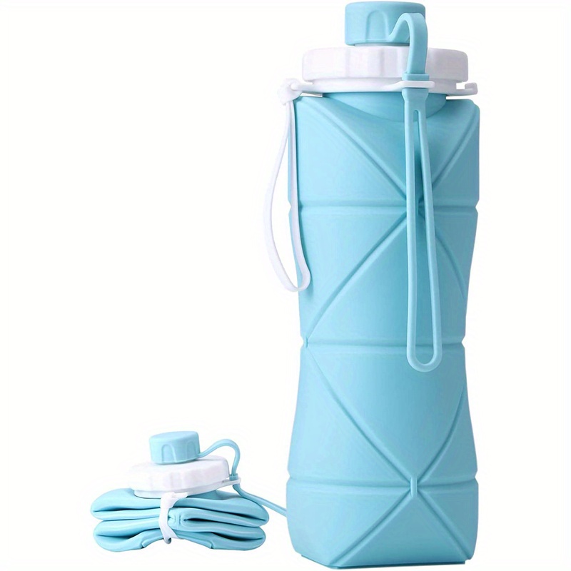  ONTA Botella de agua plegable - Botella de agua plegable de  silicona sin BPA para viajes, botella de agua portátil de silicona a prueba  de fugas de 20 onzas, azul 