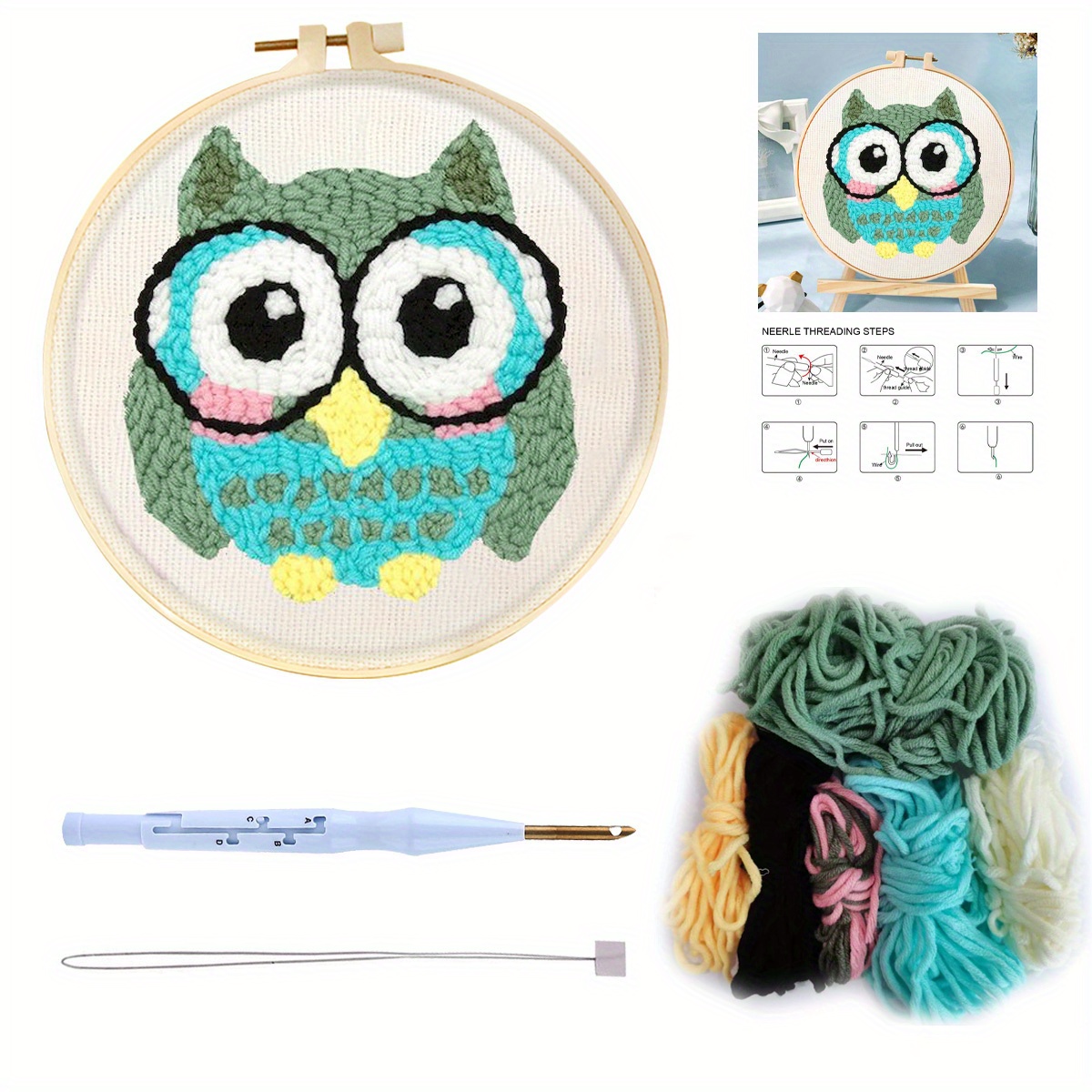 DACUN DIY Punch Embroidery Kits for Adults Cartoon Pattern Hooking