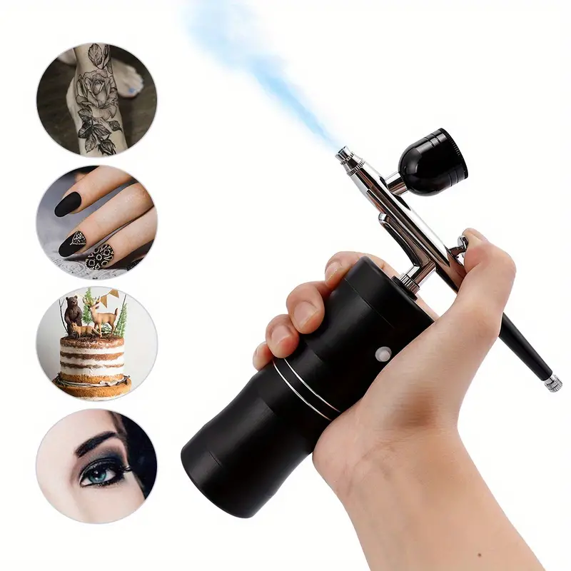 1 set portable airbrush mini air compressor kit paint spray gun for nail art tattoo craft cake nano fog mist sprayer details 4
