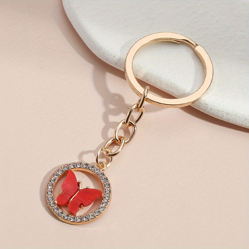 Rhinestone Butterfly Keychain Cute Summer Animal Key Ring - Temu United ...