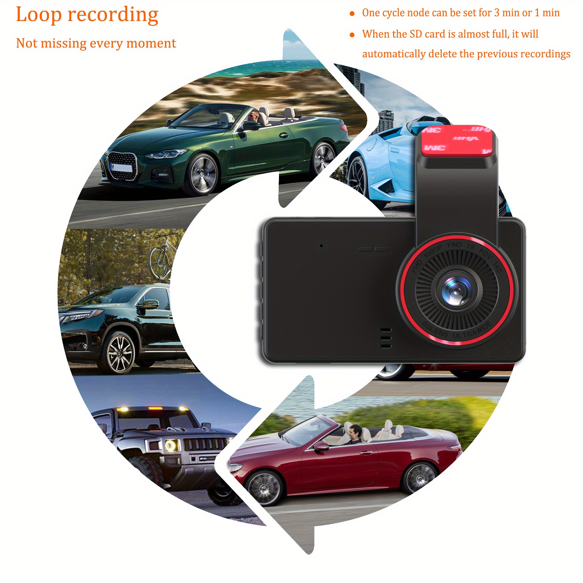 Dash Cam, Dash kamera automašīnām, 1080P FHD DVR automašīnas paneļa ...