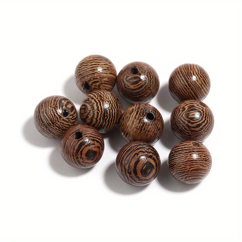 Dark Brown Wooden Beads Undyed Natural Stripe Round Wood - Temu