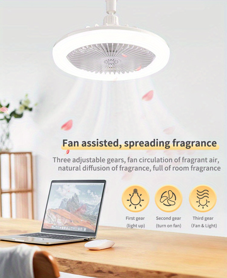 Modern Silent Led Ceiling Fan Light Remote Control Dimmable Temu