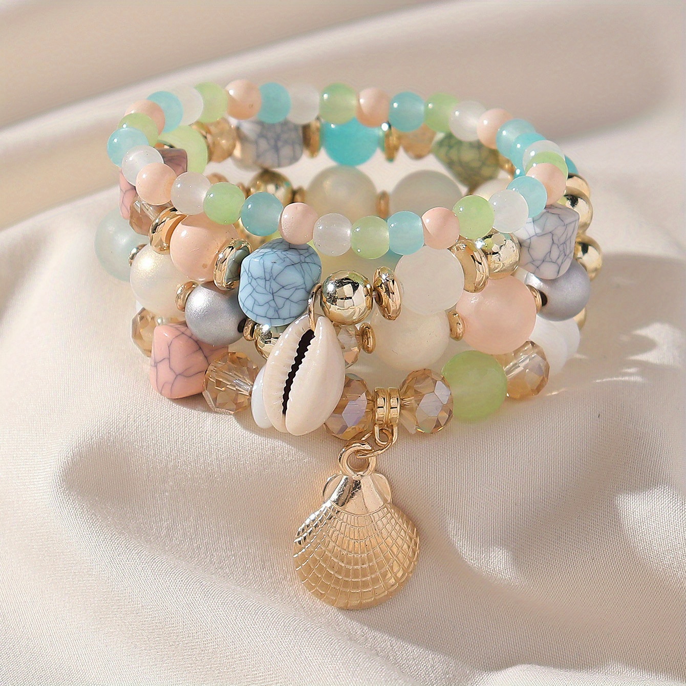 Glitter Stone Moonstone Beads Ladies Bracelet Boho Style - Temu