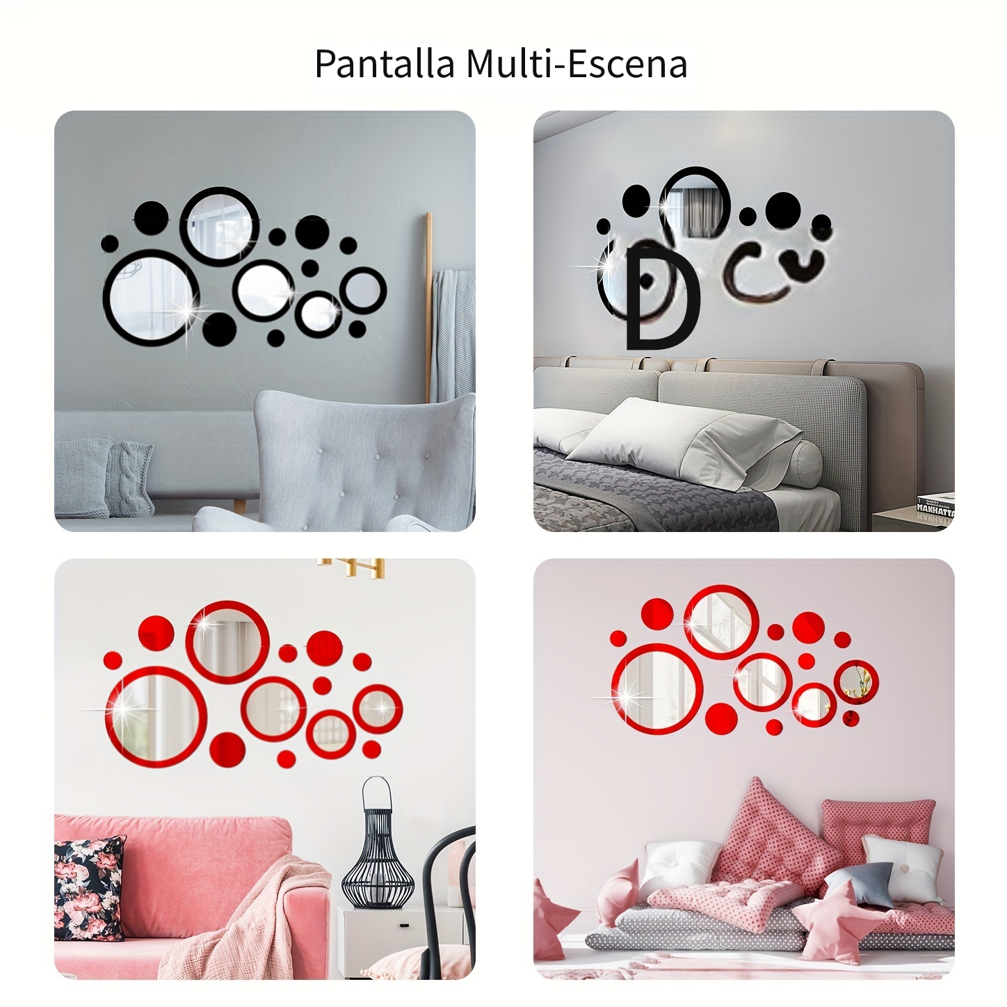 30pcs Pegatinas Pared Espejo Círculo Tamaño Geométrico - Temu