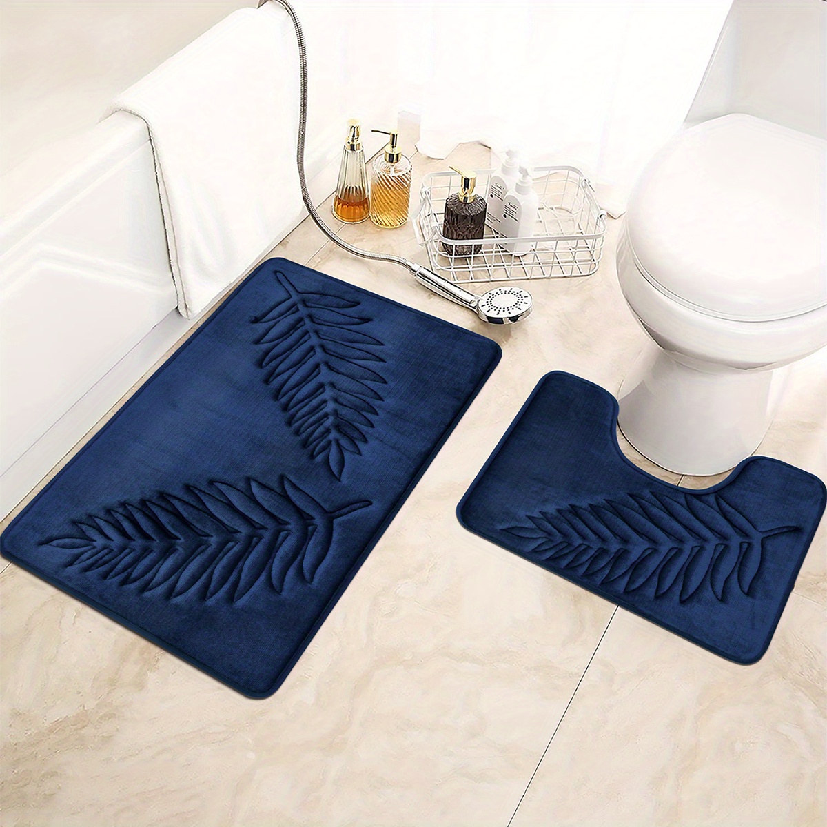 U-Shaped Water Absorbing Foam Bath Mats Toilet Mat Bathroom Coral Fleece  Carpet