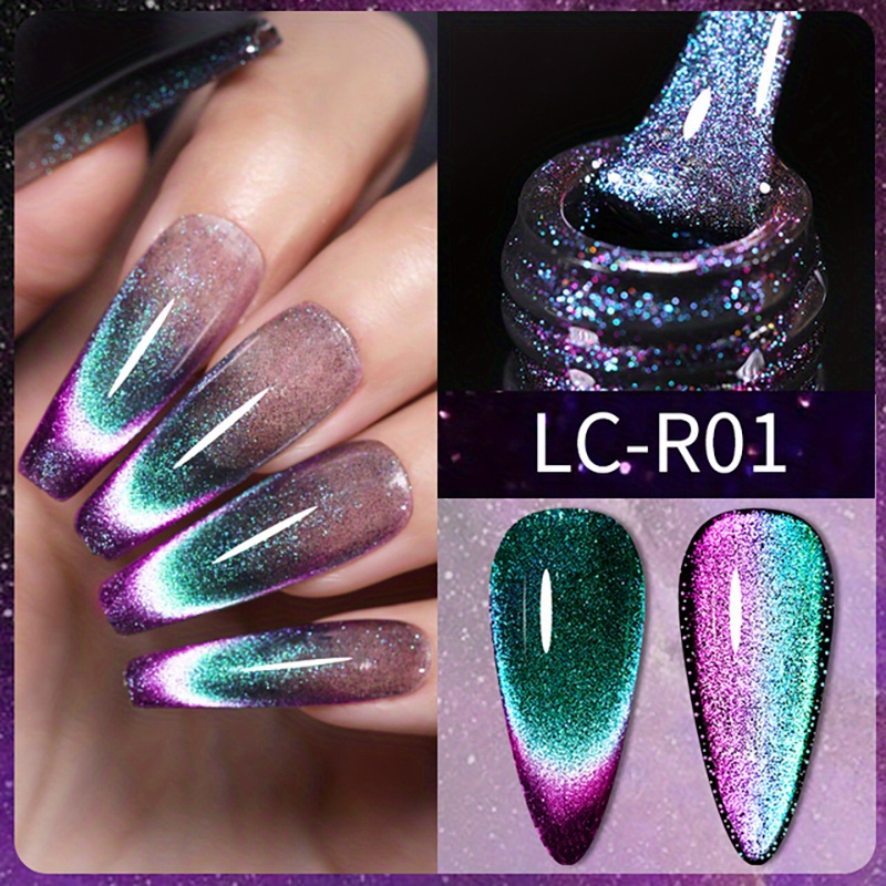 6 Colors 9d Holographic Broken Diamond Cat Magnetic Gel Nail - Temu