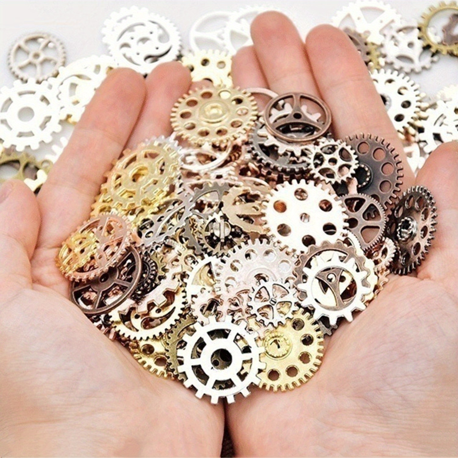 1.76oz Mixed Steampunk Gears Cogs Charms Pendant, DIY Antique Metal Beads  For Bracelets Crafts Components, DIY Jewelry Making Supplies