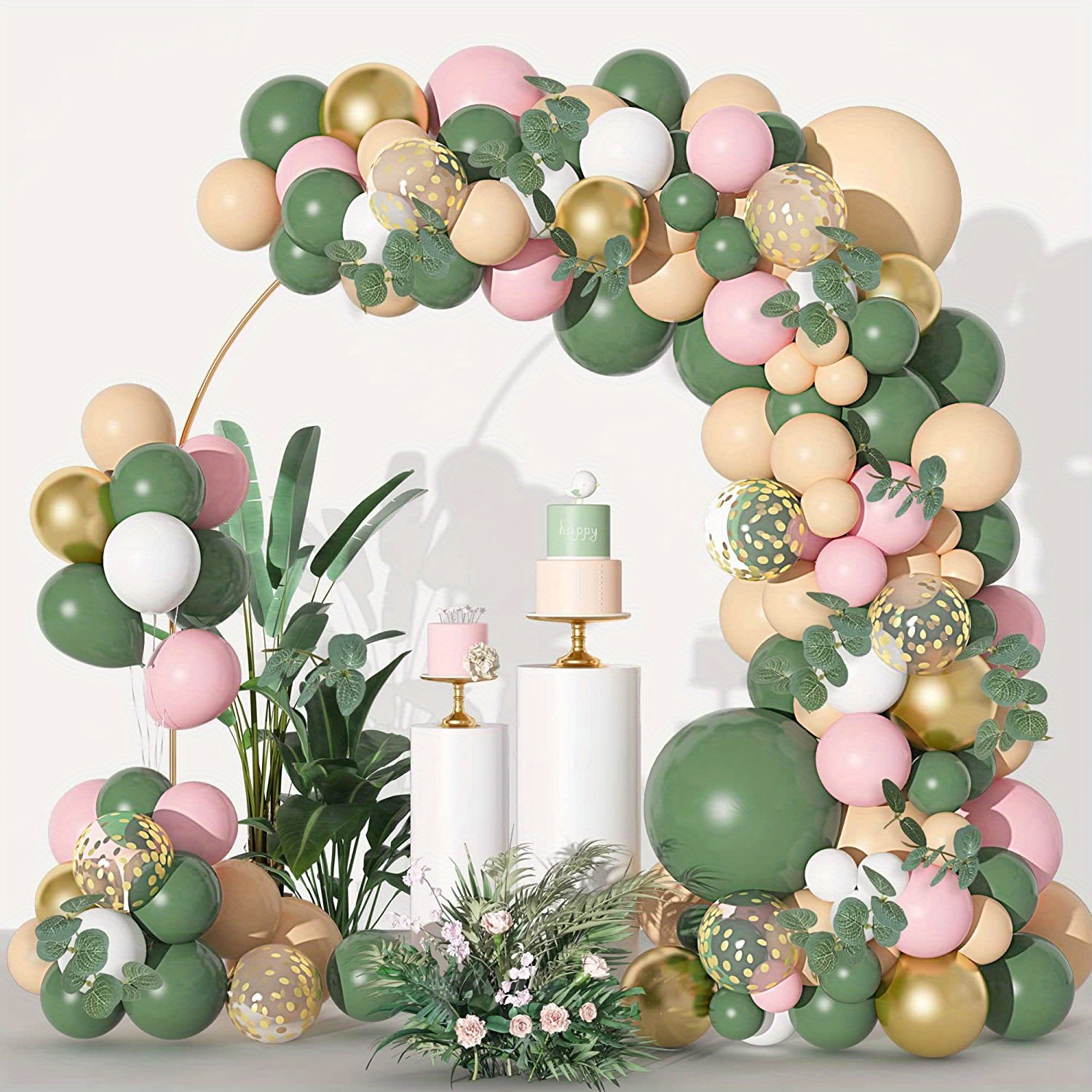 Kit arco ghirlanda di palloncini verde salvia e rosa da 130 - Temu Italy