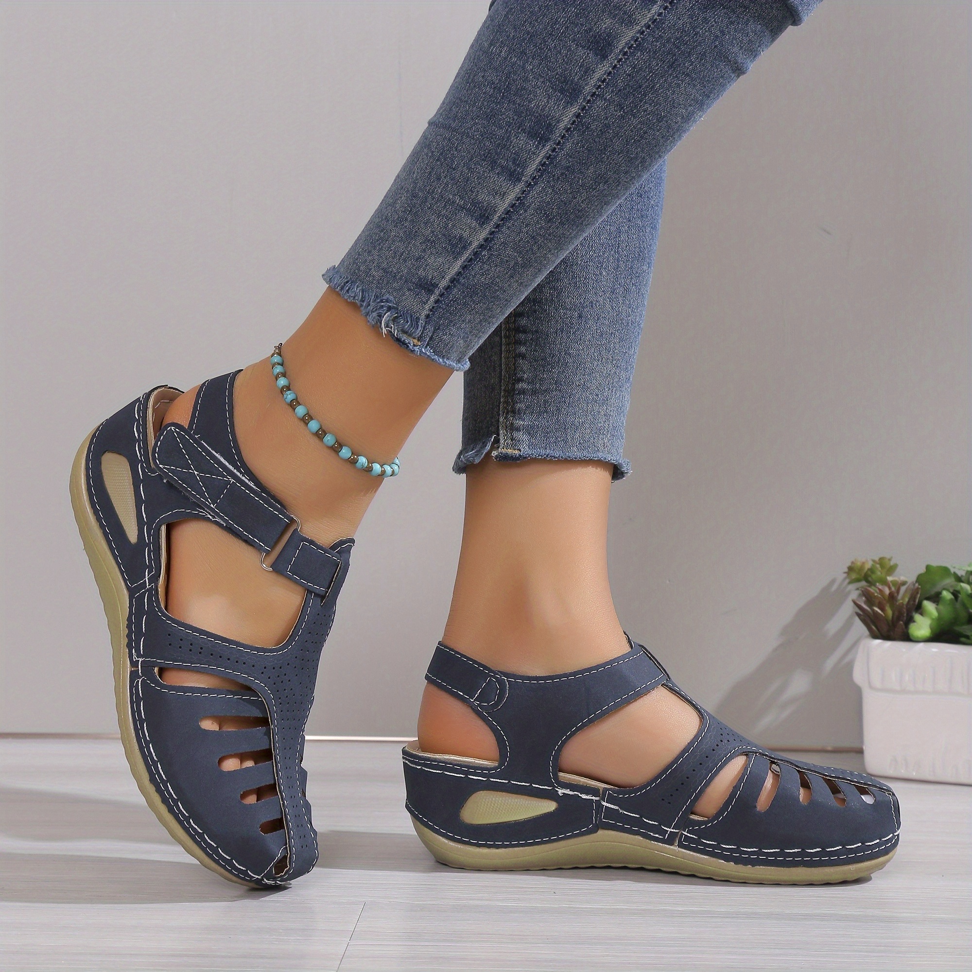 Image of Woman Premium Sandals Women Platform Walking Sandals Sandalias Ladies Wedge Sandals Female Women Hollow Out Flat Sandals, Women Shoes