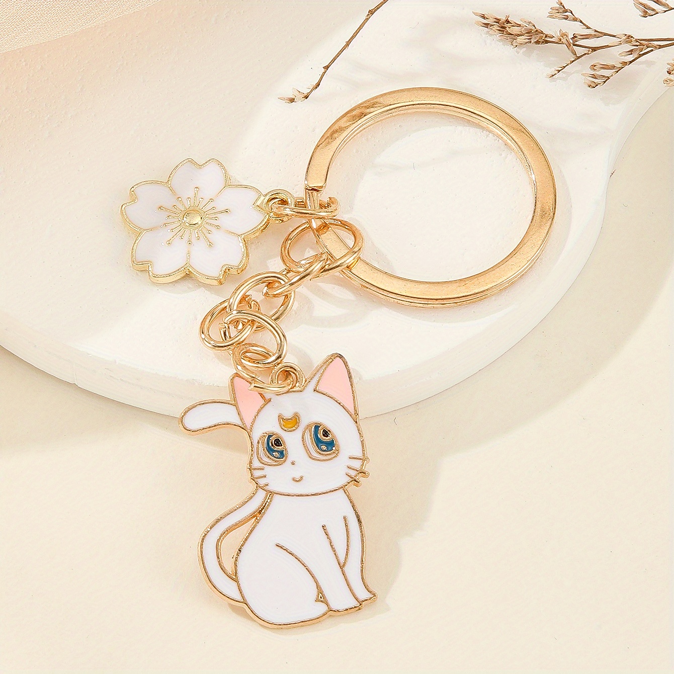 YQ1067 Anime Cute Cats Moon Keychain Cartoon Doctor Student IC ID