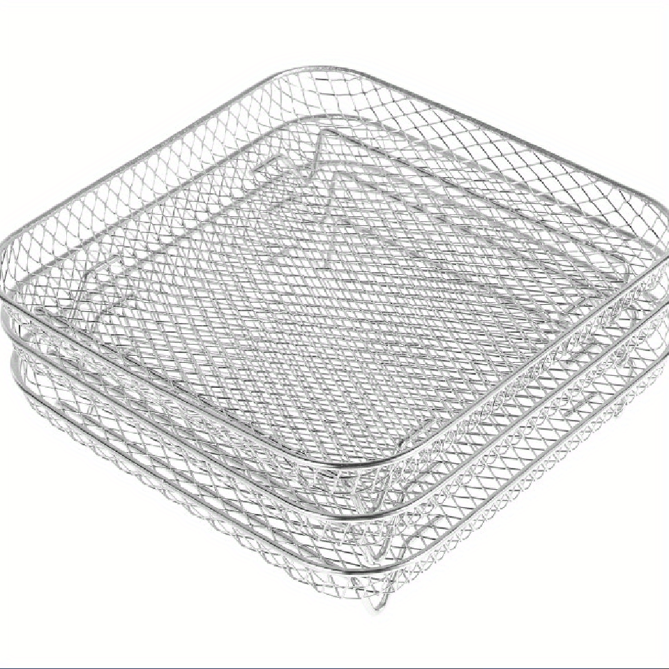 Stainless Steel Grid Air Fryer  Stainless Steel Air Fryer Rack - 3-layers Air  Fryer - Aliexpress