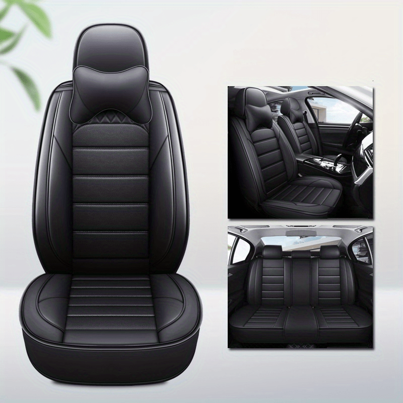 Collections Etc Stylish Comfortable Leather Elastic Strap Car Seat Cushion - Also Good for Office or Home Black