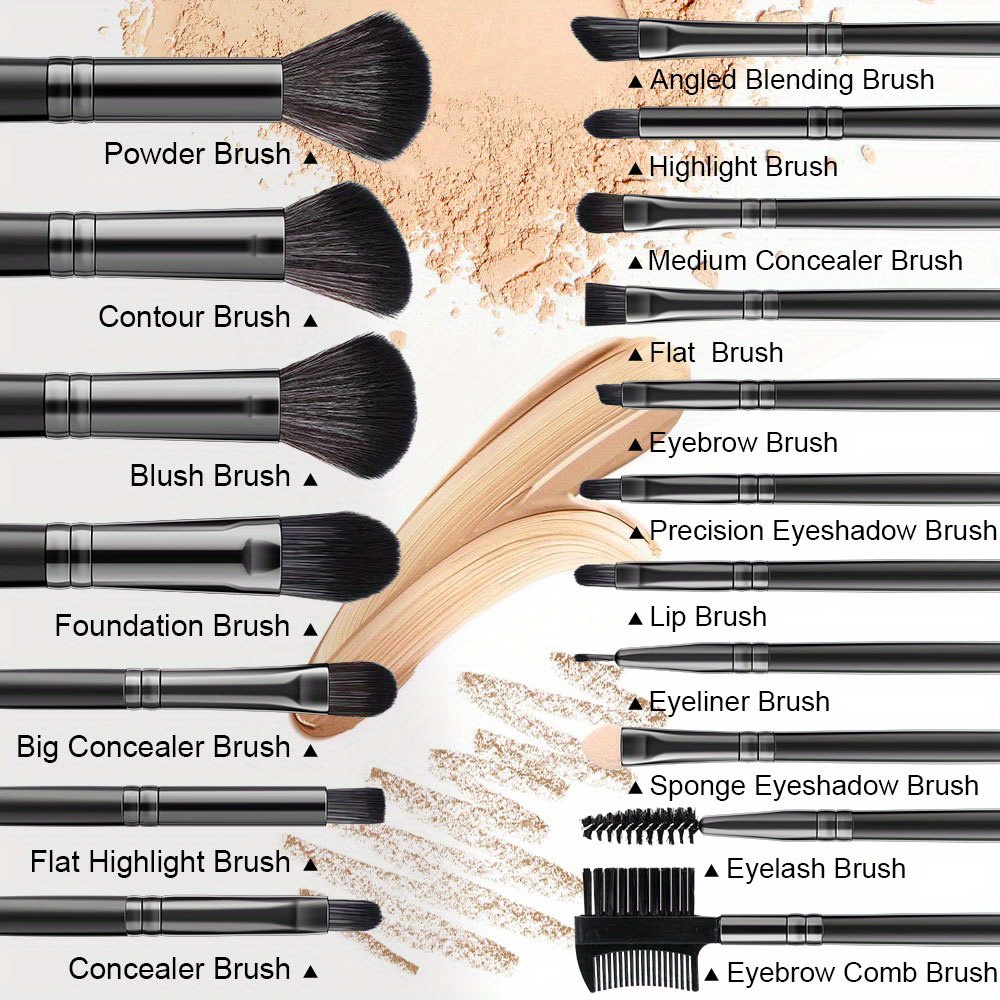 Complete Function Makeup Brush Kit With Triangle Powder Puff - Temu