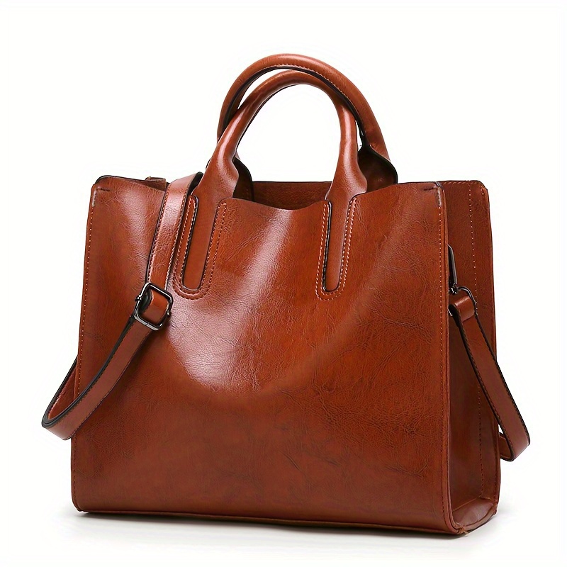 Elegant Faux Leather Handbag, Women's Trendy Shoulder Bag, Casual