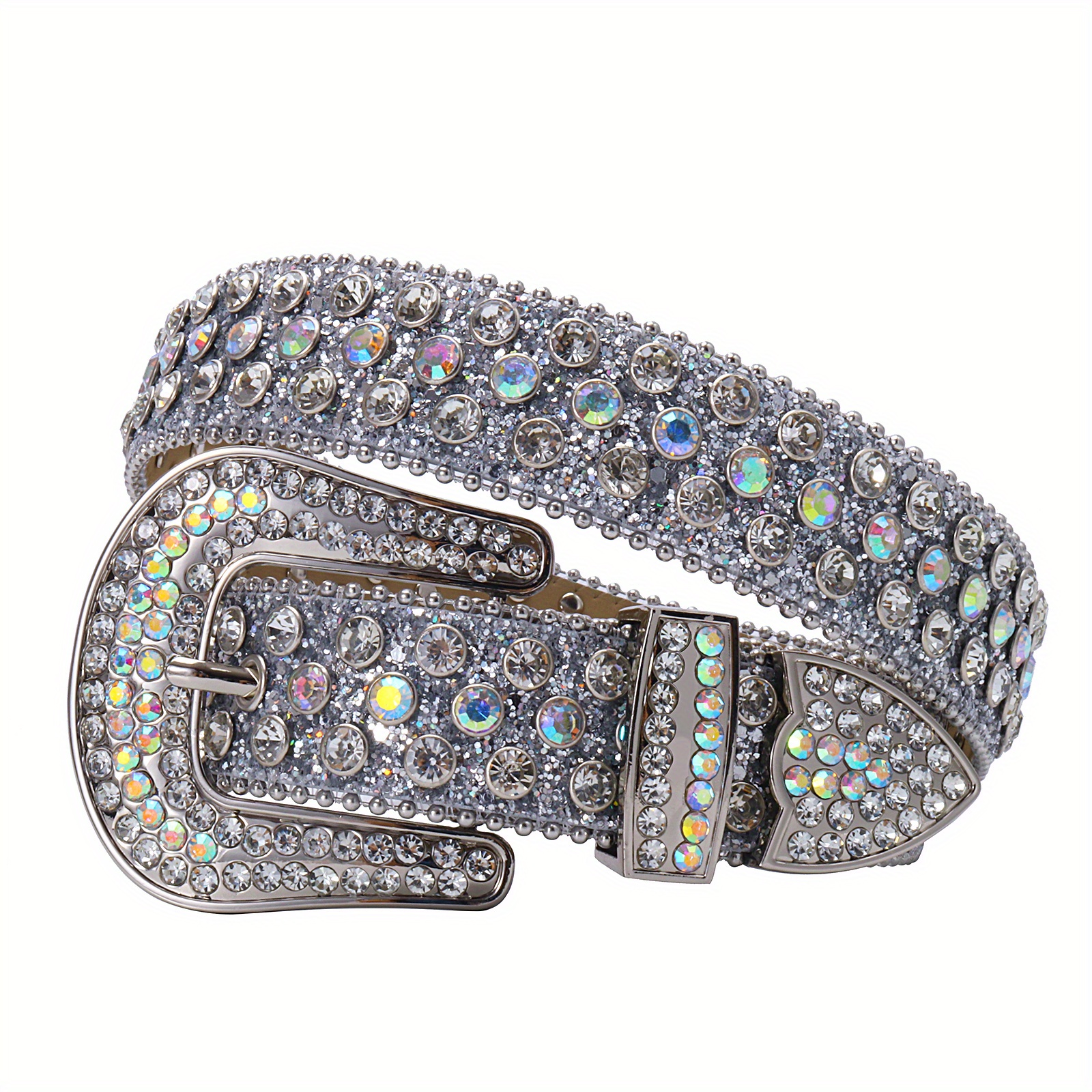 Rhinestone PU Leather Belt for Jeans Dress