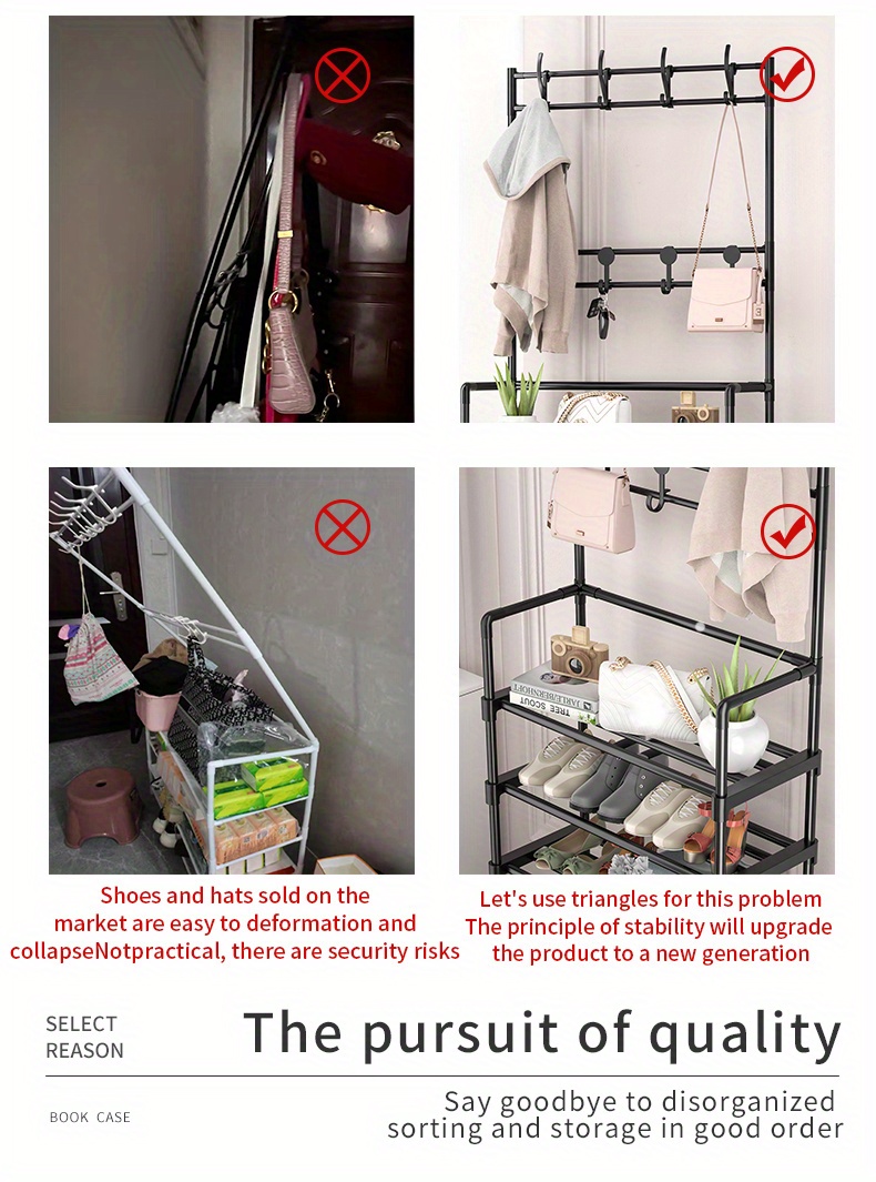 Stylish 3/4 Layer Entryway Coat Shoe Rack 8 Hanger Hooks Temu Australia