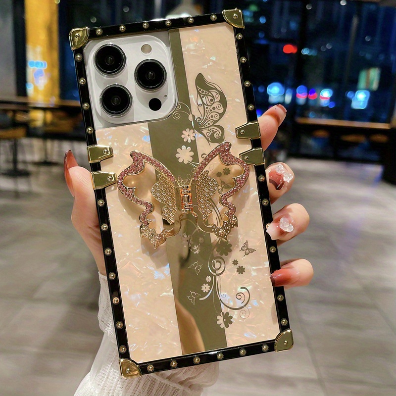 Luxury 3D Bee Case for iPhone 15 PRO MAX 14 PRO XS Max 11 12 XR Square  Glitter Cover Phone Cases for iphone 13 PRO MAX 7 8 Plus