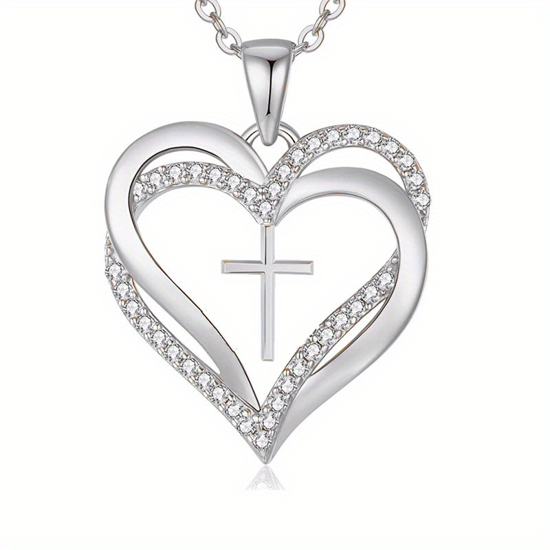 womens love cross pendant necklace jewelry gift birthday valentines day gift fine jewelry white 8