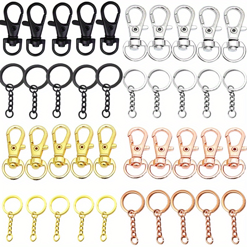 10pcs Alloy Lobster Clasps Key Chain Hooks With Key Rings, Key