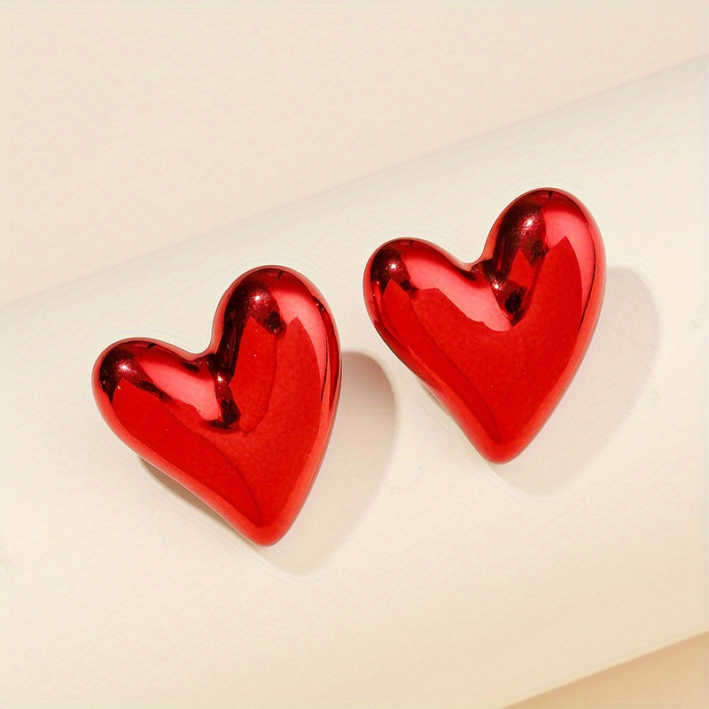 Acrylic Korean Style Electroplated Love Heart Flat Back Patch Earrings For Women
