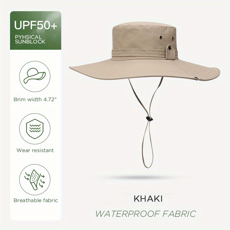Uv Protection Waterproof Wide Brim Bucket Hat Outdoor Sports - Temu