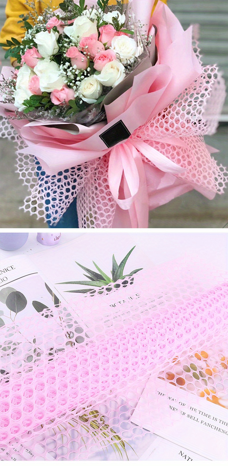 Flower Wrapping Paper Bouquet Flower Wrapping White Mesh - Temu