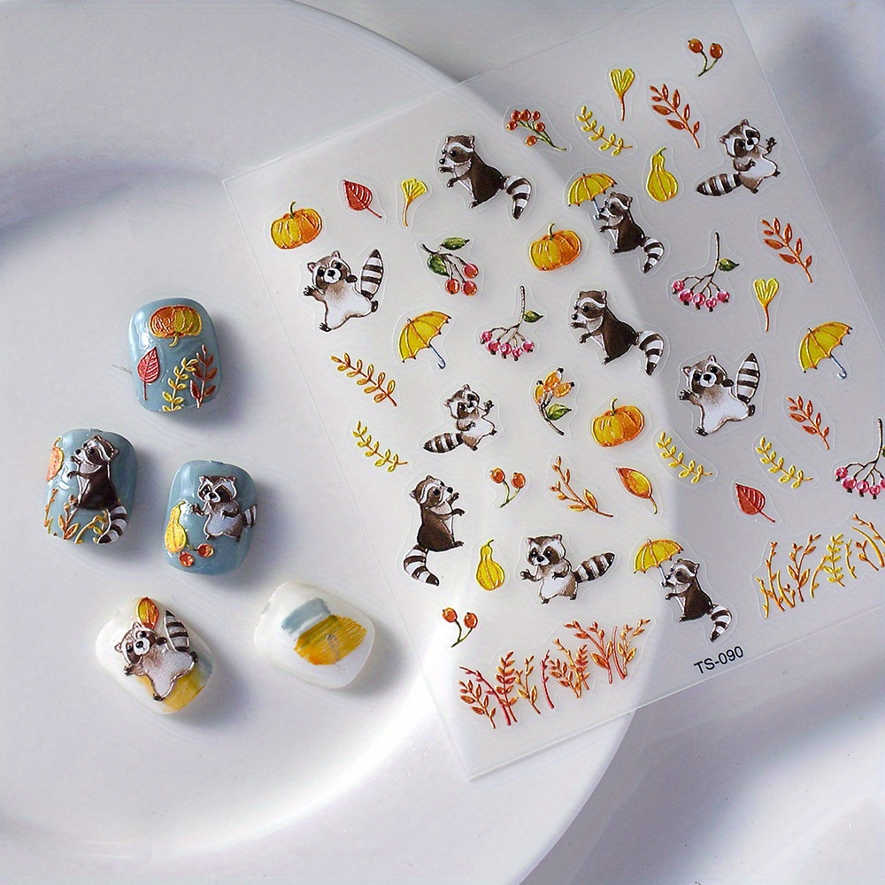 Raccoon Cartoon Nail Stickers Panda Nail Stickers Animals Nail Decals Nail  Art Decorations – the best products in the Joom Geek online store