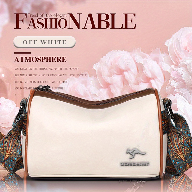 White Minimalist Pu Fashion Shoulder Bag With Adjustable Strap