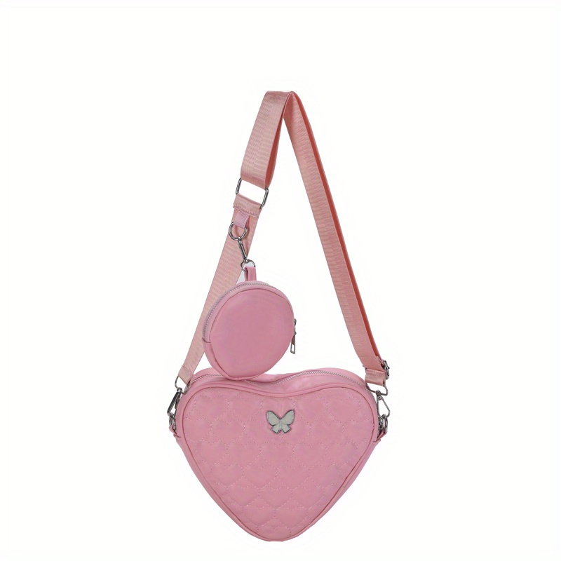 3d Heart Heart Shape Crossbody Bag, Pu Leather Textured Bag