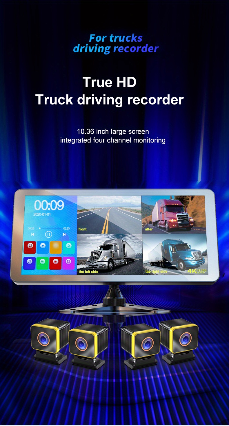 4ch Dvr Car Dash Cam Driving Recorder Parking Monitor 4k Temu