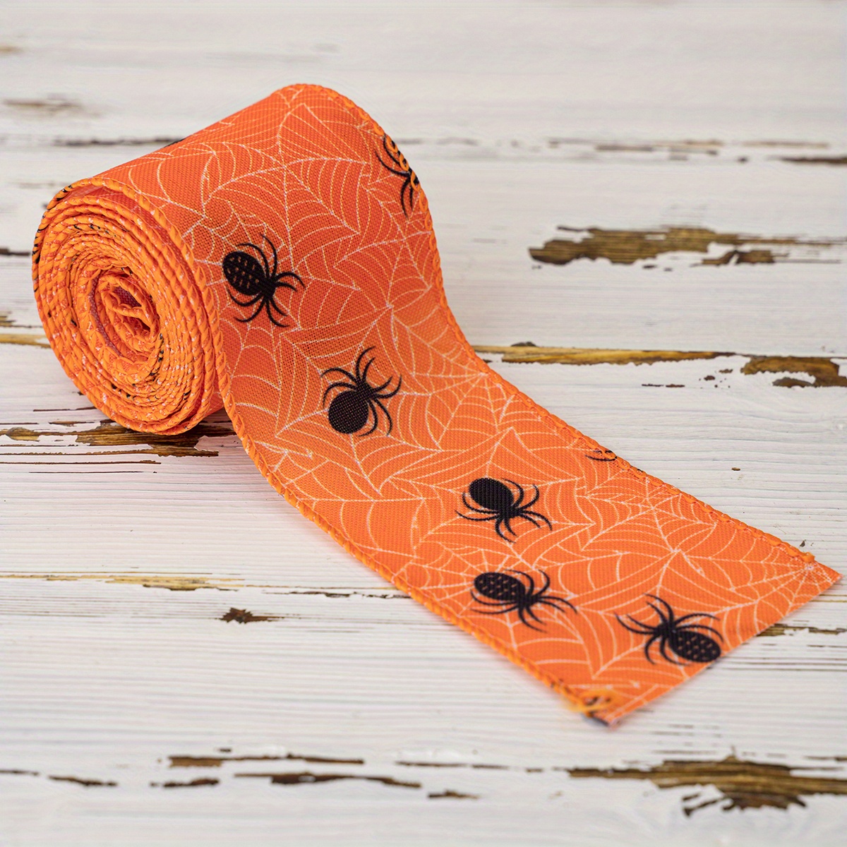 Halloween Ribbon for Gift Wrapping Orange Ribbons for Crafts Wreaths with  Spider Web Pumpkin Bat, Hair Bows Party Home Decor