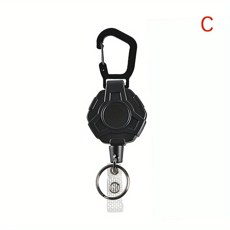 2 Pcs Retractable Badge Reel ID Card Holders Heavy Duty with Belt Clip Key Ring, Size: Pull Cord Length:31.5“/80cm, Black