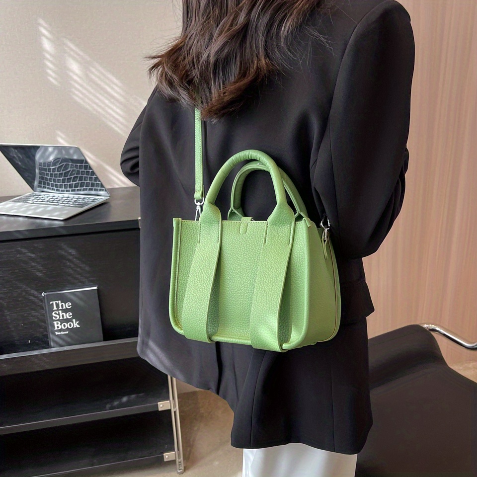 Solid Color Square Shoulder Bag, Minimalist All-match Satchel Bag