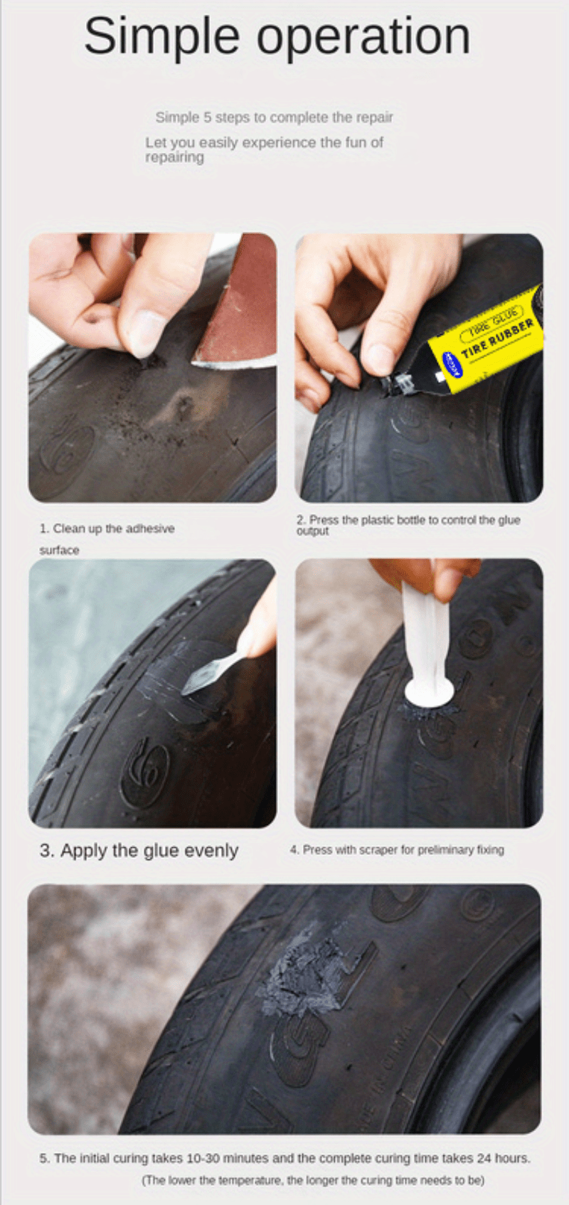 Colle de réparation de pneu ultra résistante de 20 g - Outil de réparation  de pneu - Colle de protection forte pour pneus de voiture Myja : :  Auto