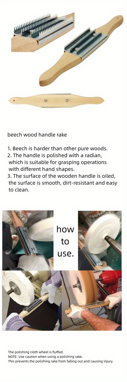 Polishing Wheel Rake Polishing Rake Wooden Handle Stainless Temu