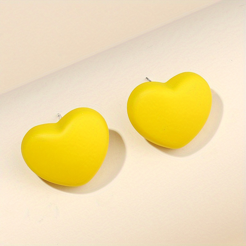 Image of Korean-style Acrylic Candy-colored Heart Stud Earrings