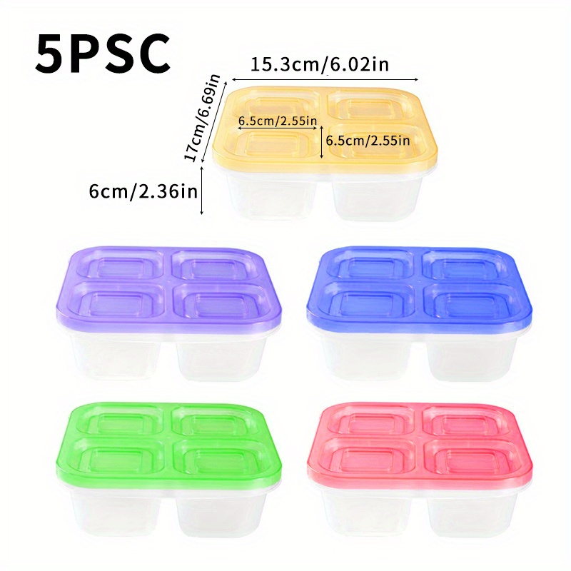 Color 4-compartment Packaging Box, Snack Box, Lunch Box, Leakproof Food Prep  Containers For Travel, Picnic And Camping, Kitchen Accessories - Temu