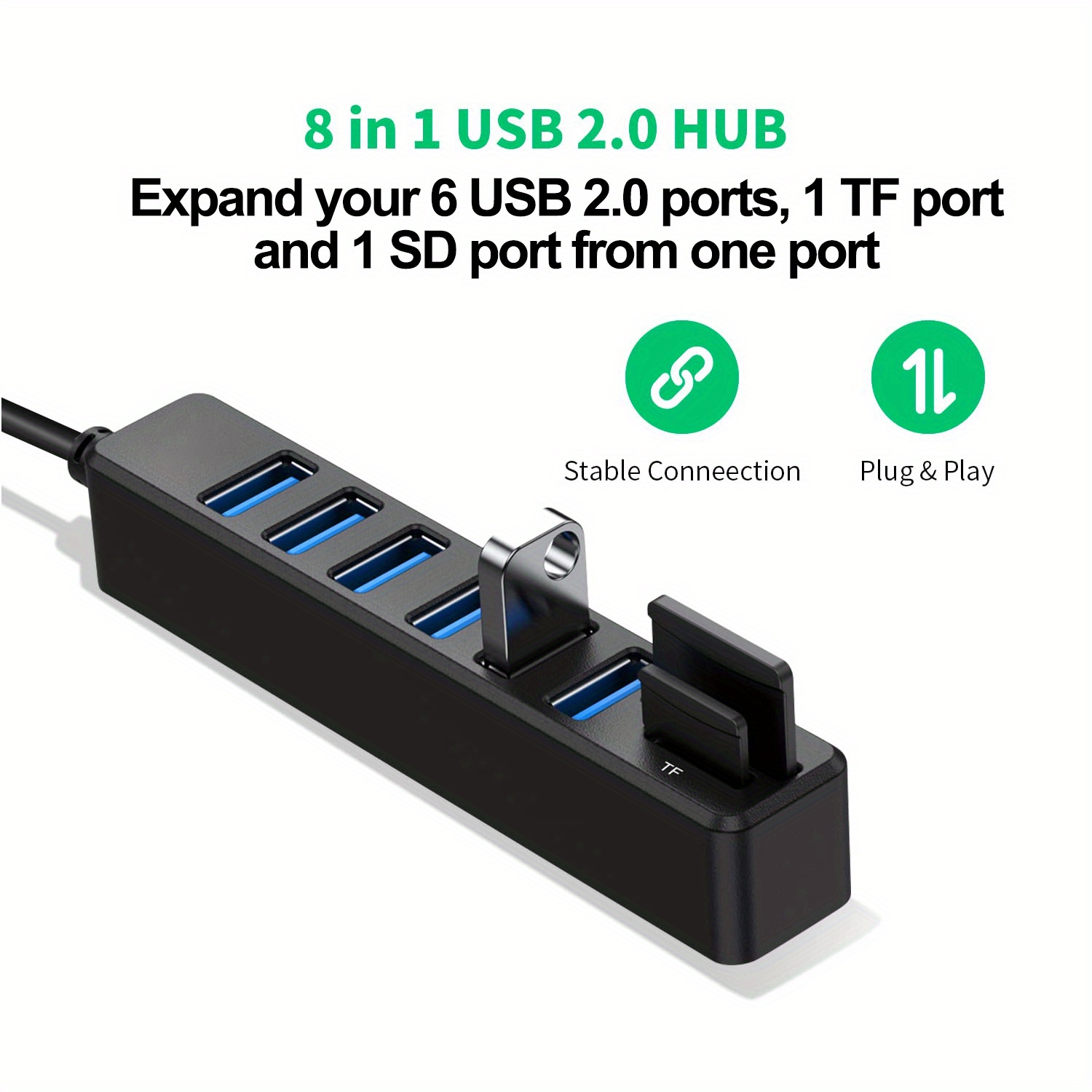 1 Hub Usb Splitter 6 port Usb Hub External Combi Usb 2.0 Hub - Temu