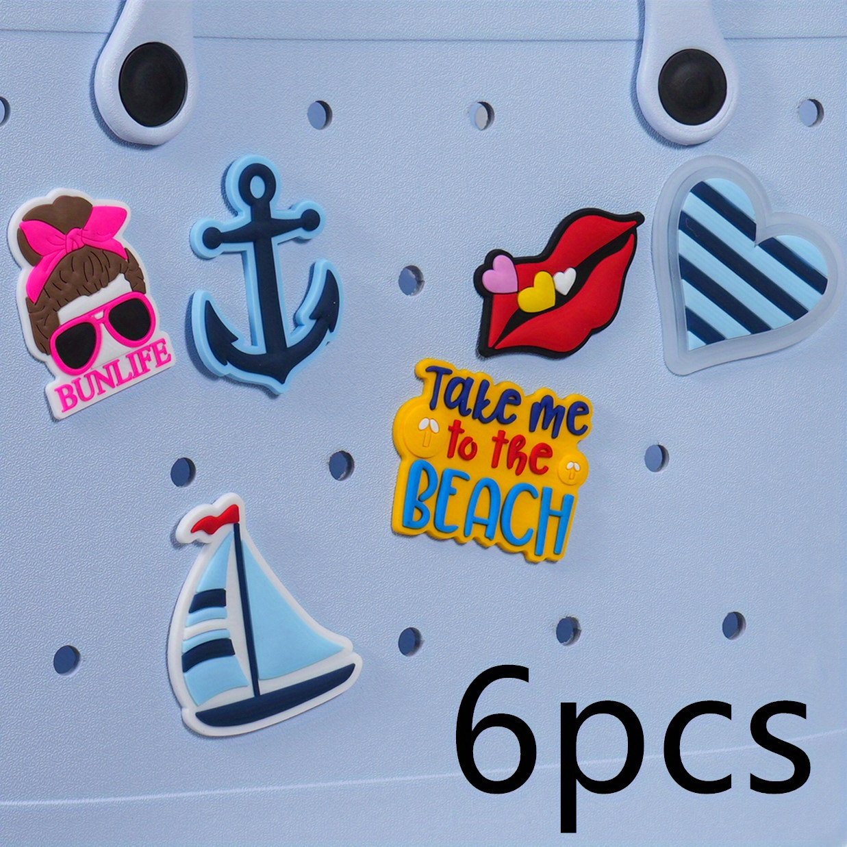 3-6Pcs Cartoon Charms for Beach Bag, Creative Silicone Accessories