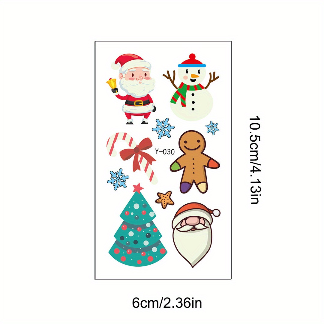 Christmas Tattoo Stickers Cartoon Snowman Snowflake Elk - Temu