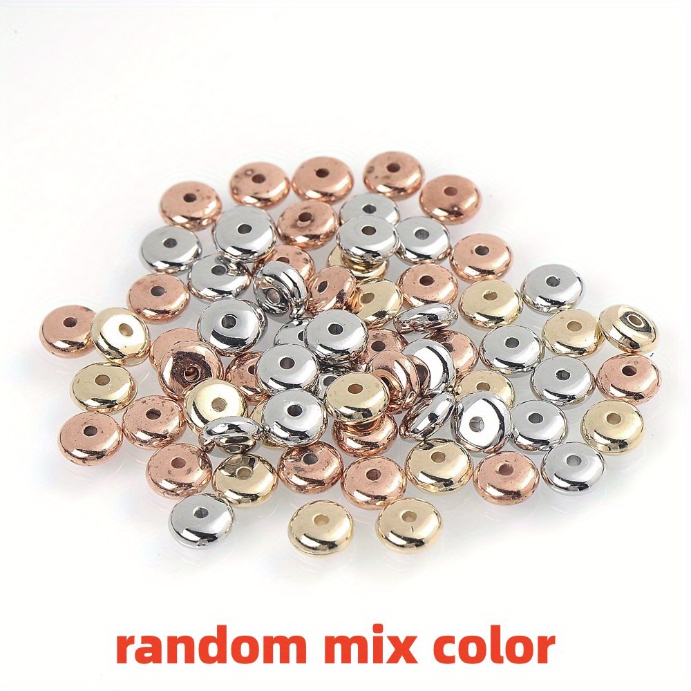 100pcs 6mm Flat Round Plastic Spacer Beads Glossy Acrylic Ccb Beads Metalic Beads For Jewelry Making Diy Necklace Bracelet