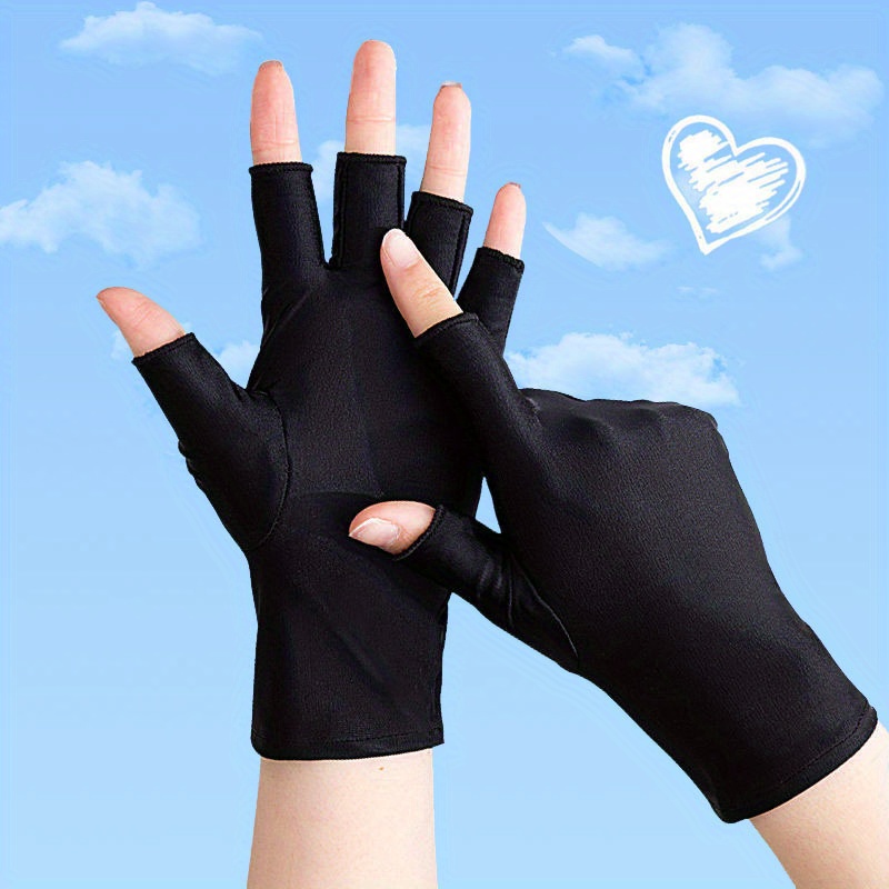 Suede Sunscreen Gloves Men and Women Summer Thin Short Half Finger Driving  Anti-Slip Sweat Gloves 5-SZ007W
