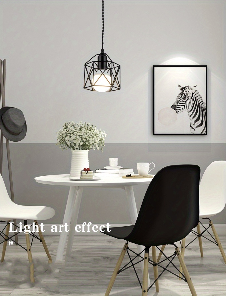 Modern Led Pendant Lights Iron Black Minimalist Metal Cage Temu Canada